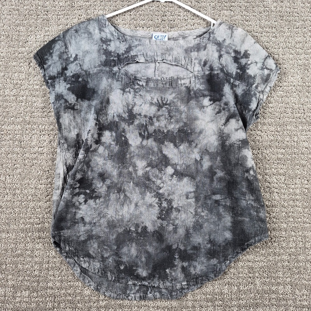 Oh My Gauze Top size 1 S/M Cotton Keyhole Blouse Boho Artsy Washed Black